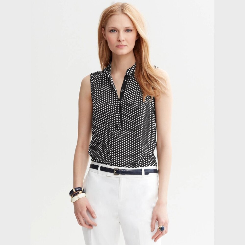 Banana Republic Dot Print Sleeveless Top Large